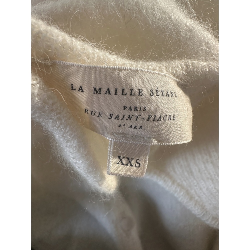 Sezane Gaspard Super Kid Mohair Baby Alpaca Ecru Cardigan Sweater XXS Luxury - Picture 9 of 14